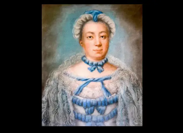 Porträtt av en kvinna i blå kläder, möjligen en av Carl von Linnés barn.